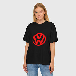 Футболка оверсайз женская Volkswagen red logo, цвет: 3D-принт — фото 2