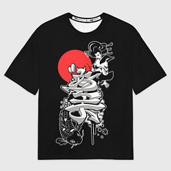 Футболка оверсайз женская Японская гейша и карп кои, цвет: 3D-принт