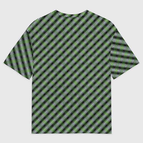 Женская футболка оверсайз Чёрно-зелёный текстурированные полосы / 3D-принт – фото 2