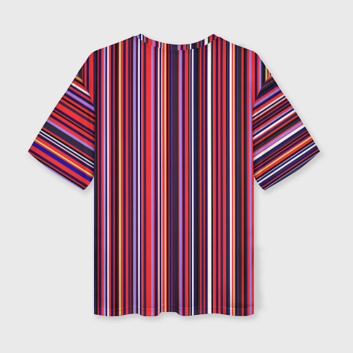Женская футболка оверсайз Красно-фиолетовый яркие полосы / 3D-принт – фото 2