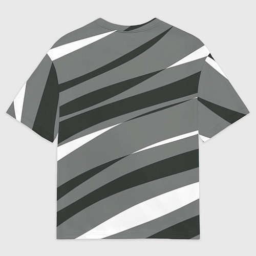 Женская футболка оверсайз Серые с белым полосами / 3D-принт – фото 2