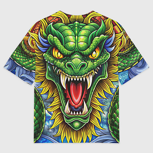 Женская футболка оверсайз Крупная агрессивная змея / 3D-принт – фото 2