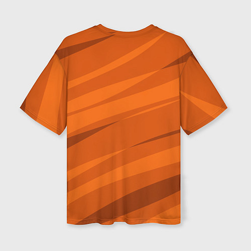 Женская футболка оверсайз Тёмный оранжевый полосами / 3D-принт – фото 2