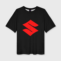 Женская футболка оверсайз Suzuki red logo