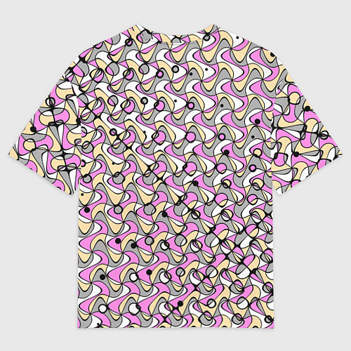 Женская футболка оверсайз Абстрактный узор серо-розовый / 3D-принт – фото 2