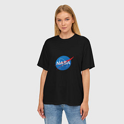Футболка оверсайз женская Nasa logo space blue, цвет: 3D-принт — фото 2