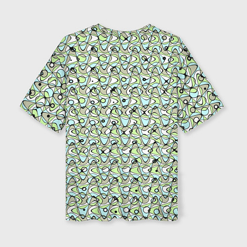 Женская футболка оверсайз Абстрактный паттерн салатово-голубой / 3D-принт – фото 2