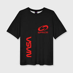 Женская футболка оверсайз Nasa space red logo
