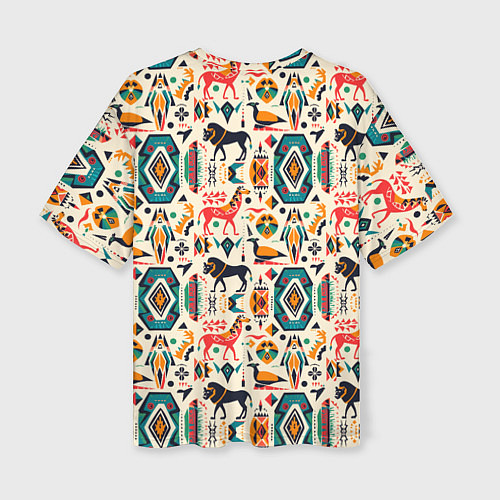 Женская футболка оверсайз Африканские узор лев и жираф / 3D-принт – фото 2