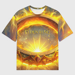 Женская футболка оверсайз Elden Ring лого и волшебное золотое кольцо