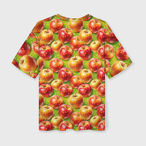Женская футболка оверсайз Вкусные яблоки паттерн / 3D-принт – фото 2