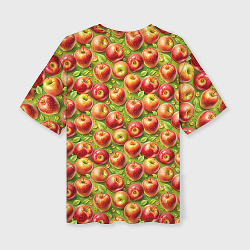 Женская футболка оверсайз Румяные яблоки паттерн / 3D-принт – фото 2