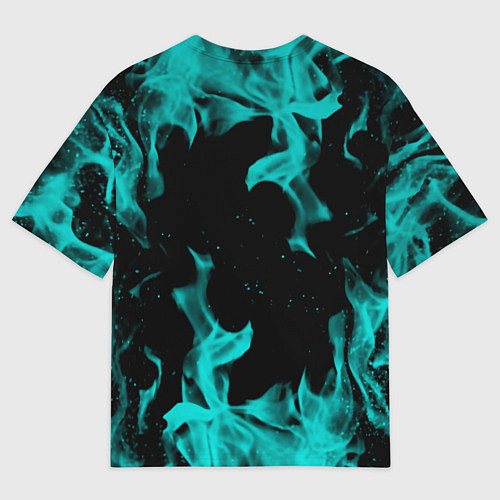 Женская футболка оверсайз Вайпер flame neon game / 3D-принт – фото 2
