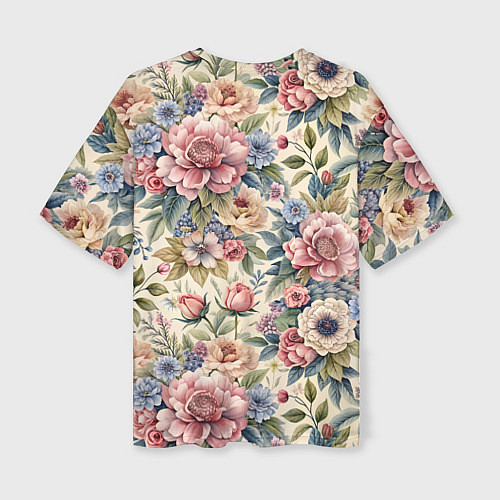 Женская футболка оверсайз Нежные цветочные мотивы / 3D-принт – фото 2