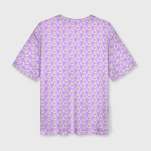 Женская футболка оверсайз Паттерн сиреневый цветочный / 3D-принт – фото 2