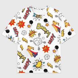 Футболка оверсайз женская Комикс изображение с собакой pop art, цвет: 3D-принт