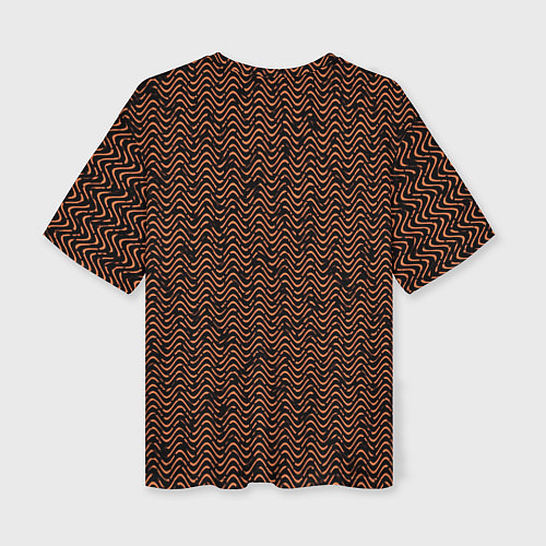 Женская футболка оверсайз Волнистая текстура чёрно-коричневый / 3D-принт – фото 2