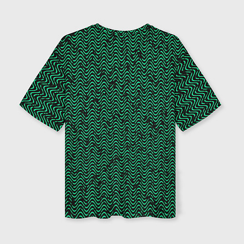 Женская футболка оверсайз Чёрно-зелёный волнистая текстура / 3D-принт – фото 2