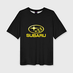 Женская футболка оверсайз Subaru logo yellow