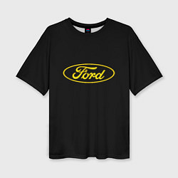 Женская футболка оверсайз Ford logo yellow