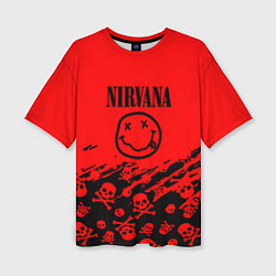 Женская футболка оверсайз Nirvana rock skull