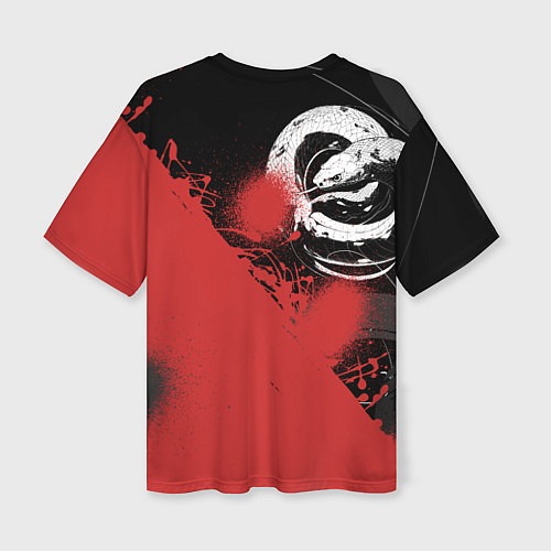 Женская футболка оверсайз Самурай змей / 3D-принт – фото 2