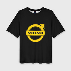 Женская футболка оверсайз Volvo yellow logo