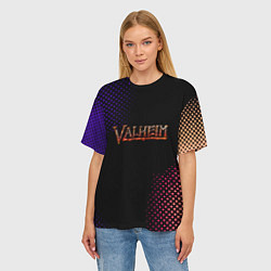 Футболка оверсайз женская Valheim logo pattern, цвет: 3D-принт — фото 2