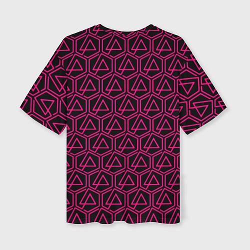 Женская футболка оверсайз Linkin park pink logo / 3D-принт – фото 2