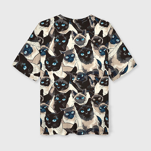 Женская футболка оверсайз Сиамские кошки / 3D-принт – фото 2