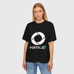Футболка оверсайз женская Portal2 logo game, цвет: 3D-принт — фото 2