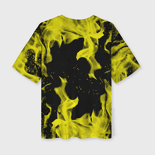 Женская футболка оверсайз PUBG жёлтый огонь / 3D-принт – фото 2
