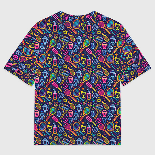 Женская футболка оверсайз Яркий неоновый принт спортивный / 3D-принт – фото 2