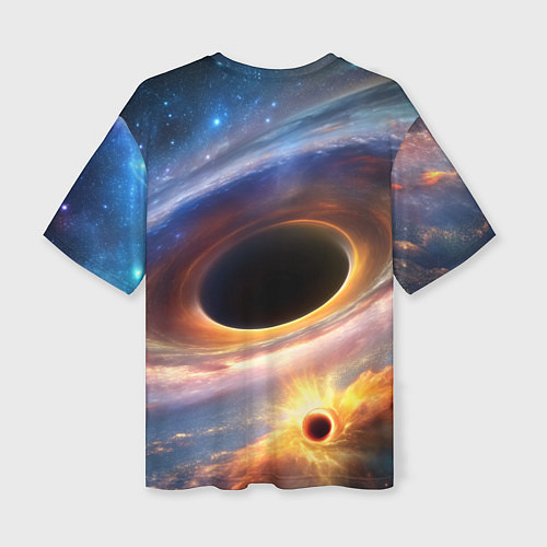 Женская футболка оверсайз Чёрная дыра поглощает вселенную / 3D-принт – фото 2