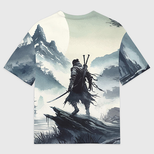 Женская футболка оверсайз Воин самурай - призрак Цусимы / 3D-принт – фото 2