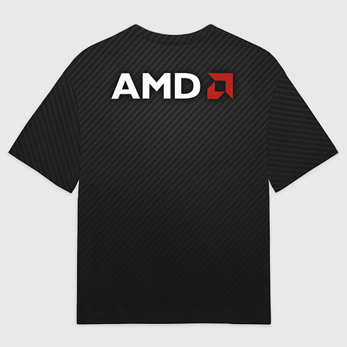 Женская футболка оверсайз AMD ryzen logo carbon black / 3D-принт – фото 2