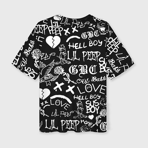 Женская футболка оверсайз Lil Peep pattern автографы лого / 3D-принт – фото 2