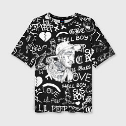 Футболка оверсайз женская Lil Peep pattern автографы лого, цвет: 3D-принт