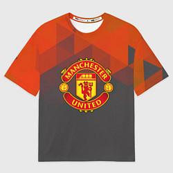 Футболка оверсайз женская Манчестер Юнайтед полигональный красный, цвет: 3D-принт