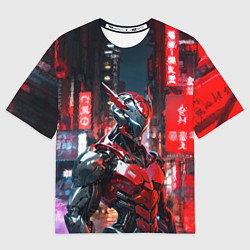 Футболка оверсайз женская Бронированный красный киборг, цвет: 3D-принт
