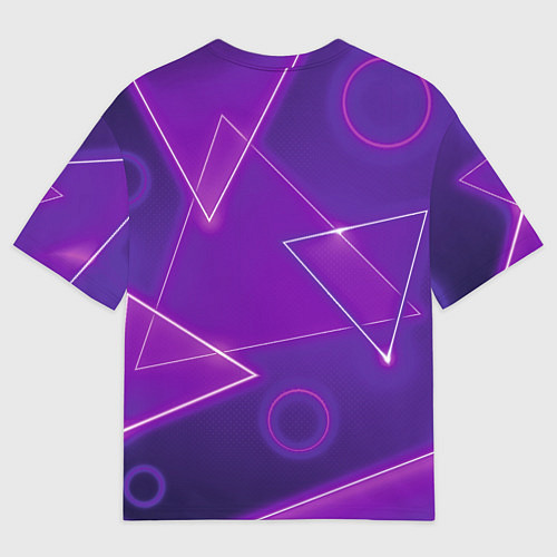 Женская футболка оверсайз Неоновые треугольники - геометрический паттерн / 3D-принт – фото 2