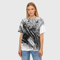 Футболка оверсайз женская Серый абстрактный серо-черный шрих, цвет: 3D-принт — фото 2