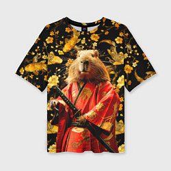 Футболка оверсайз женская Капибара самурай, цвет: 3D-принт