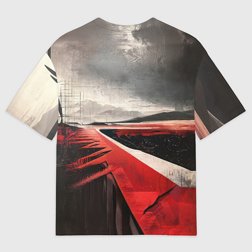 Женская футболка оверсайз Футуристичный пейзаж в ретро стиле / 3D-принт – фото 2