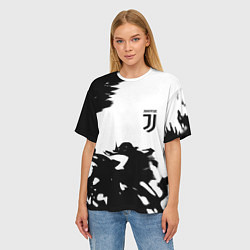 Футболка оверсайз женская Juventus smoke black fire, цвет: 3D-принт — фото 2