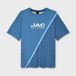Футболка оверсайз женская Jac motors сине-голубой с полосой, цвет: 3D-принт