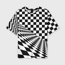 Футболка оверсайз женская Шахматная психоделика иллюзия, цвет: 3D-принт