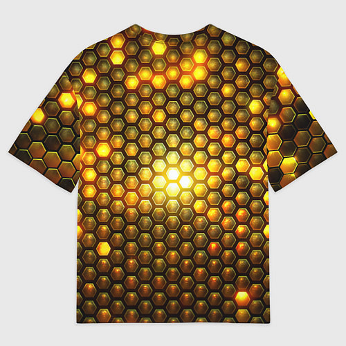 Женская футболка оверсайз Металлические соты - роскошный блеск золота / 3D-принт – фото 2