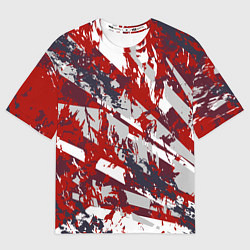 Футболка оверсайз женская Геометрическая абстракция линии на красном, цвет: 3D-принт