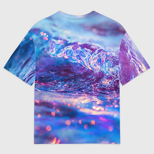 Женская футболка оверсайз Сине-фиолетовая волна / 3D-принт – фото 2